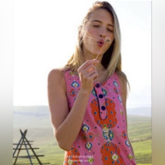 MAEVE for ANTHROPOLOGIE Red and Pink ORAVA mod floral shift dress size 4 - Picture 2 of 16